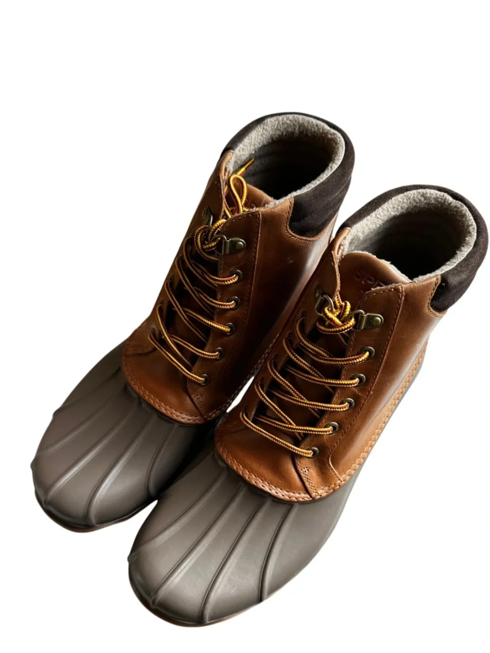 Sperry men’s Avenue Duck Boots Tan Brown Leather Rain Mud Waterproof  Size 7 NWT